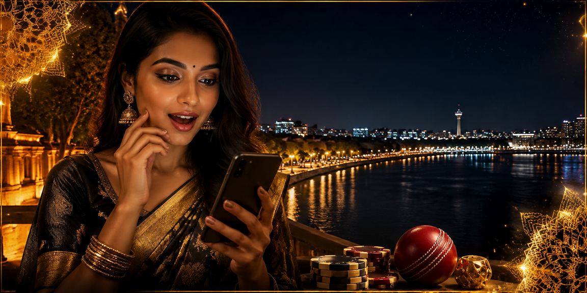 Indian user playing casino on mobile at Ahmedabad Riverfront