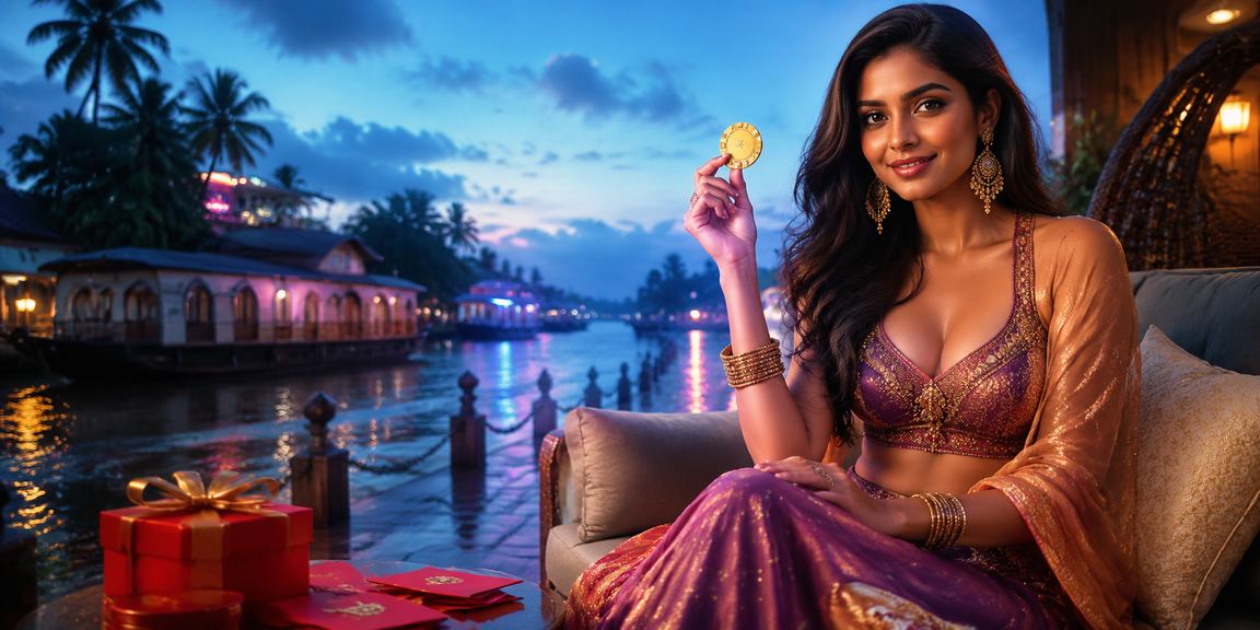 Colorful traditional festival celebration in Kerala with digital mobile payment usage